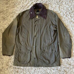 Barbour Wax Classic Bedale Jacket Green Brown Cord Men's Size C36 91CM Medium M